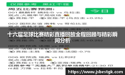 十六届足球比赛精彩直播回放全程回顾与精彩瞬间分析